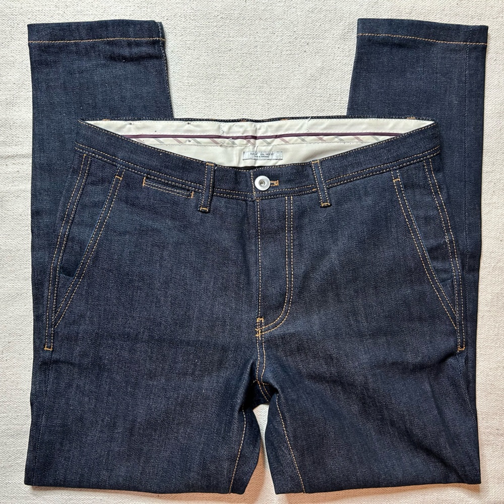 Zara Mens Raw Denim Flat Front Jeans